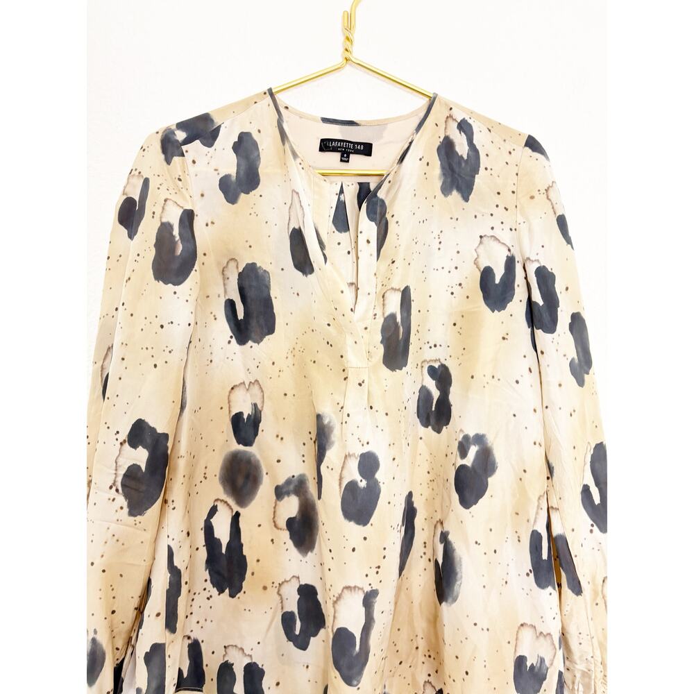 Lafayette 148 Libby Split Neck Printed Blouse Cha… - image 8